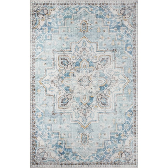 Momeni Afshar Polyester Medallion Light Blue Area Rug 10' X 14'