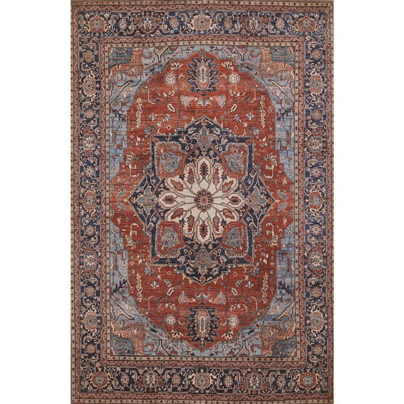 Momeni Afshar Polyester Medallion Red Area Rug 5' X 7'6"