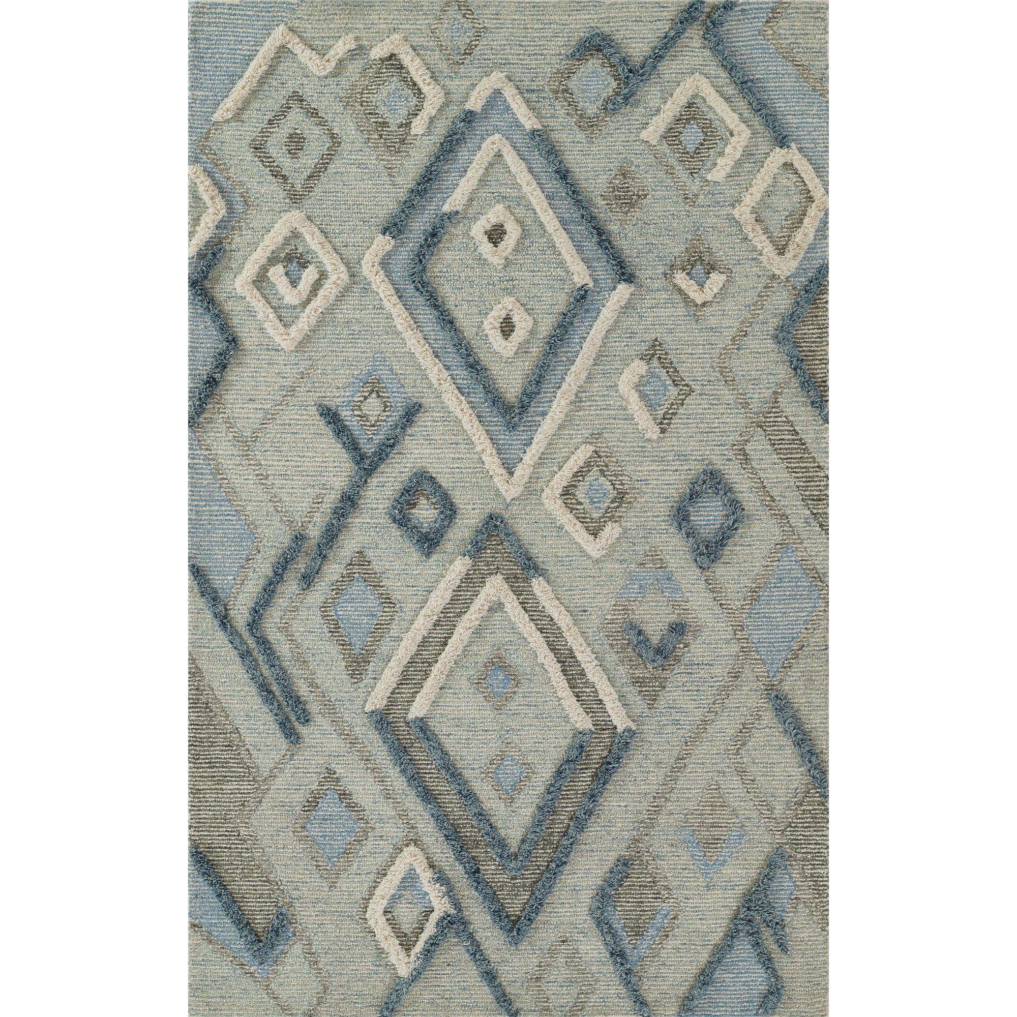 Handmade Moroccan Berber Inspired Blue Wool 5' x 8' Area Rug