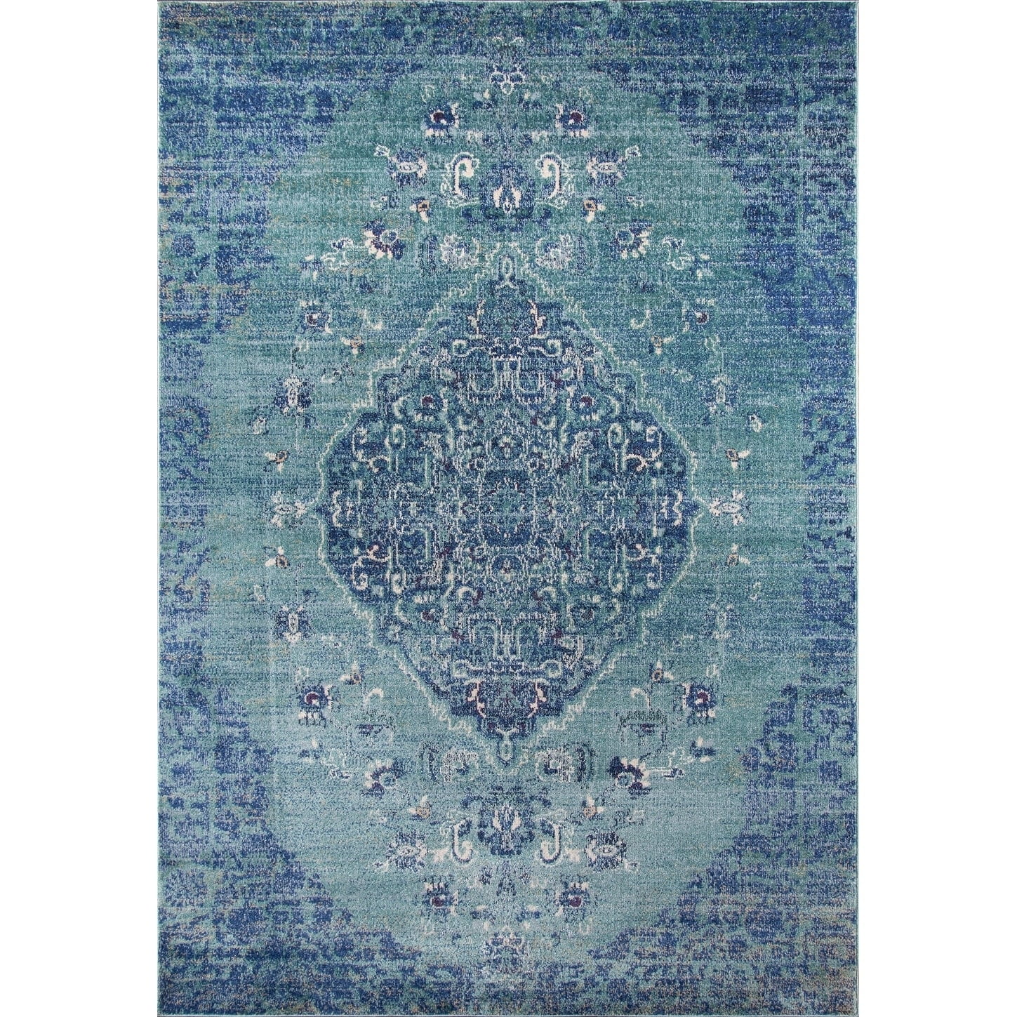 Momeni Amelia Polyester Blend Traditional Medallion Area Rug Denim 5'3" x 7'6" 5' x 8' Indoor Beige