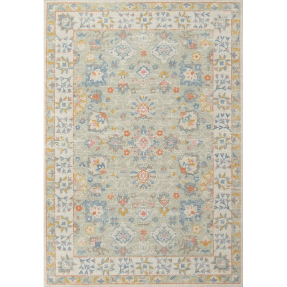 Momeni Anatolia Machine Made Wool and NylonLight Blue Area Rug 5'3" X 7'6"