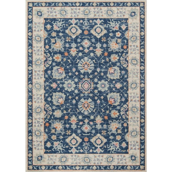 Momeni Anatolia Machine Made Wool and NylonNavy Area Rug 6'6" X 9'