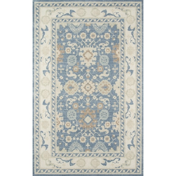 Momeni Anatolia Area Rug, Light Blue, 5'3" X 7'6"