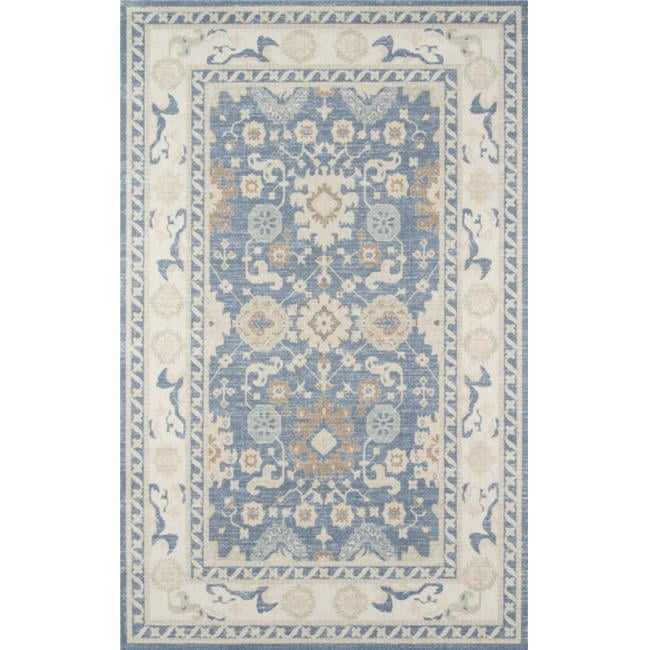 Anatolia Light Blue Medallion Wool-Blend 6'6" x 9' Area Rug
