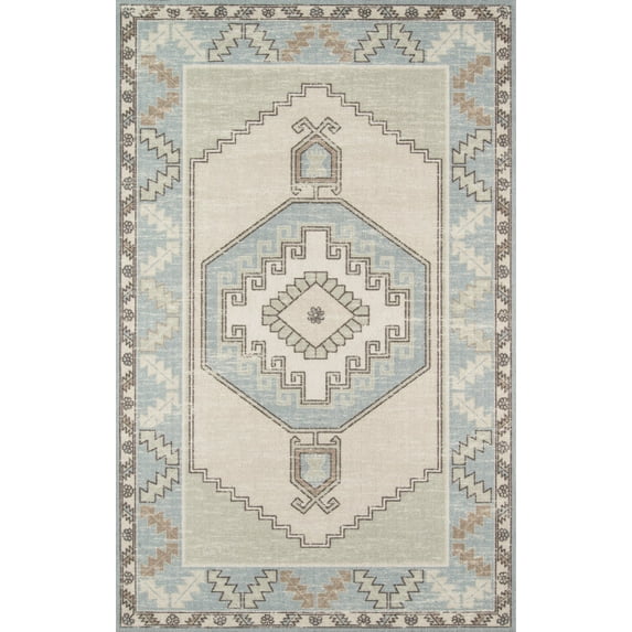 Momeni Anatolia Wool and Nylon Machine Made Light Blue Area Rug 7'9" X 9'10"