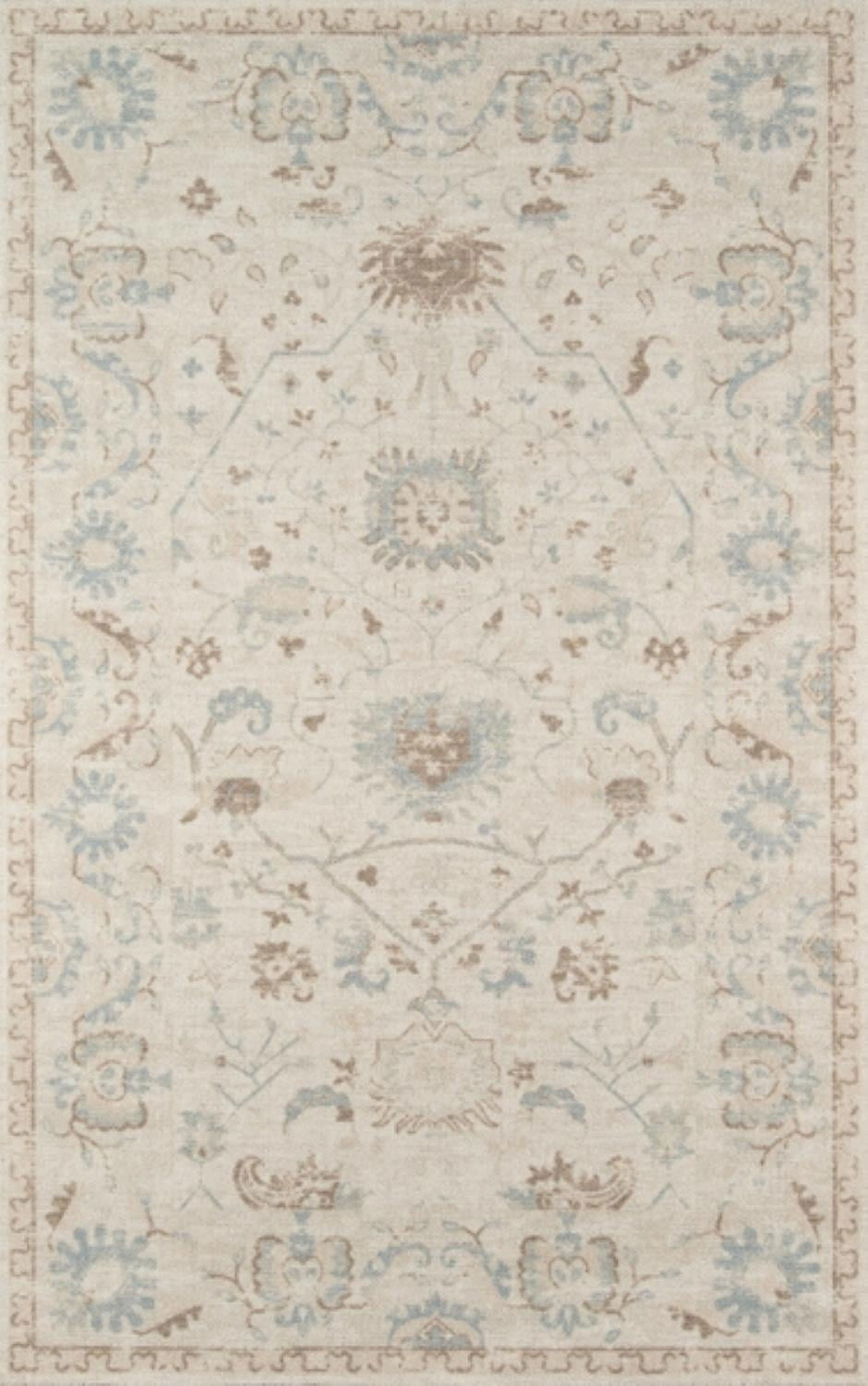 Anatolia Classic Medallion Beige Wool Blend 5'3" x 7'6" Area Rug