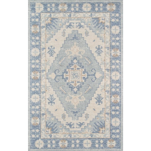 Momeni Anatolia Wool and Nylon Machine Made Blue Area Rug 7'9" X 9'10"
