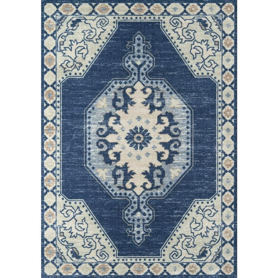 Momeni Anatolia Wool and Nylon Machine Made Navy Area Rug 3'3" X 5'