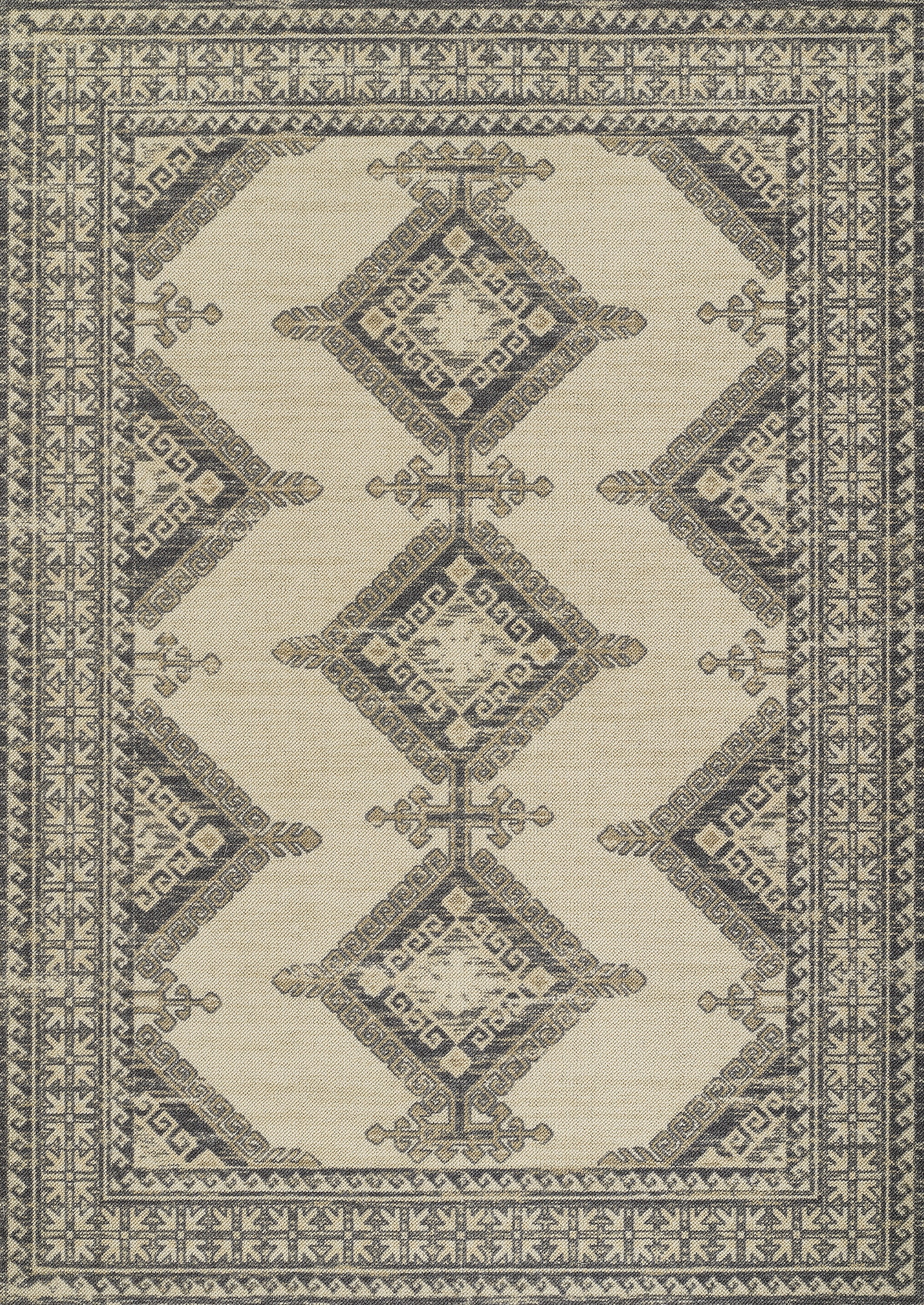 Anatolia Charcoal Gray Wool and Synthetic Medallion Rug