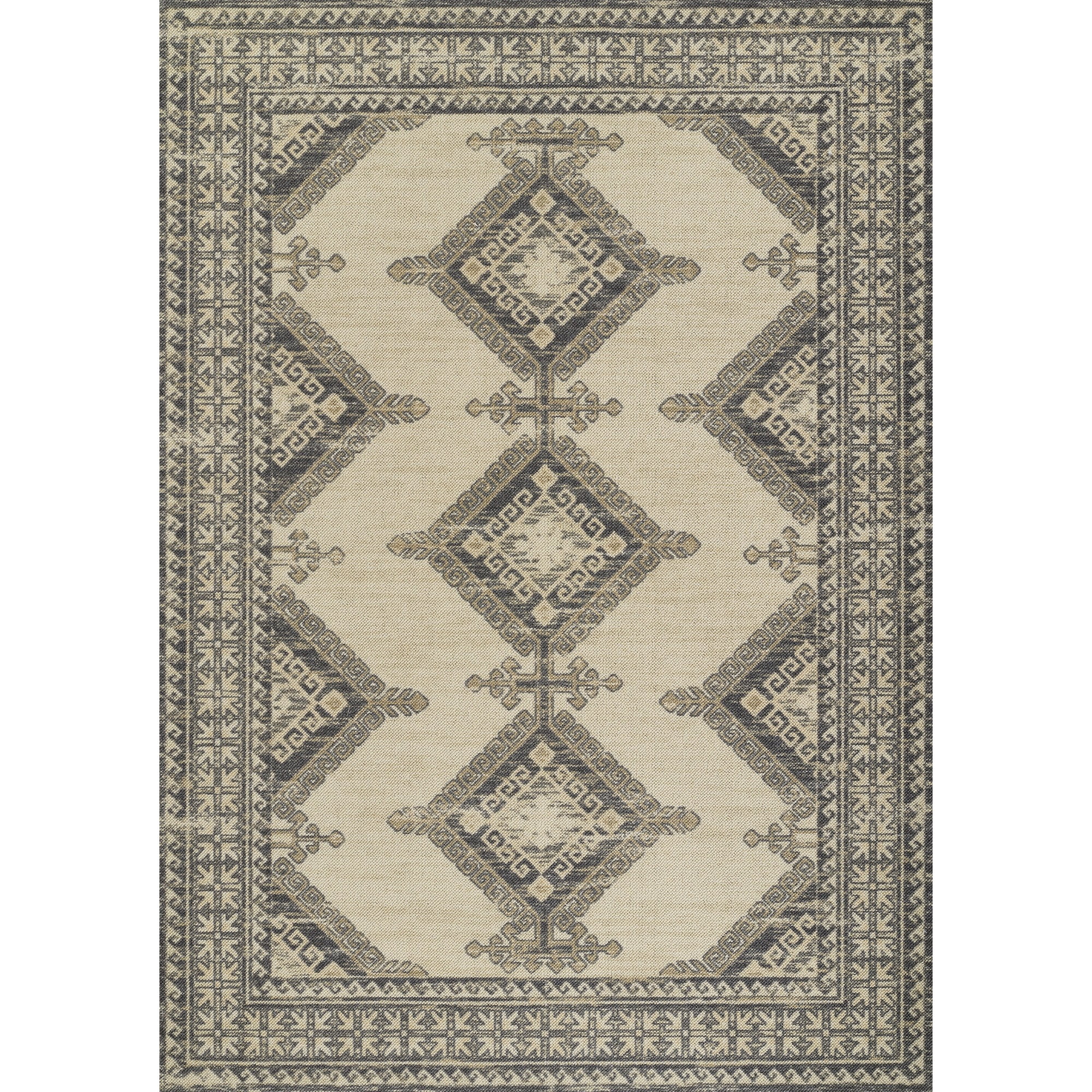 Charcoal Medallion 6'6" x 9' Wool-Synthetic Blend Area Rug