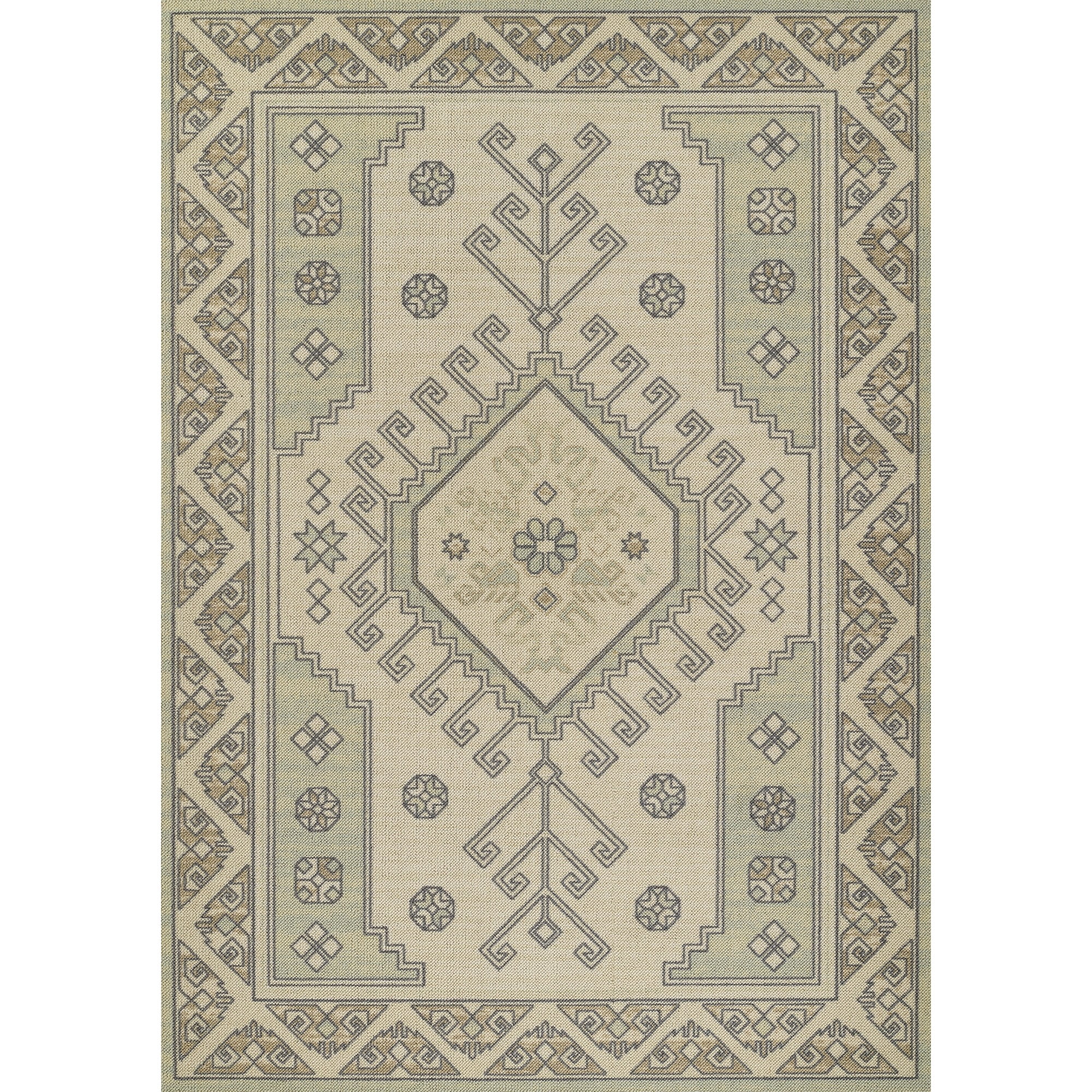 Sage Green Medallion Wool and Nylon Area Rug 9'9" x 12'6"