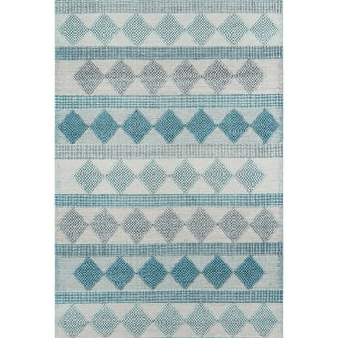 Momeni Andes Hand Woven Wool and Viscose Blue Runner 2'3" X 8'