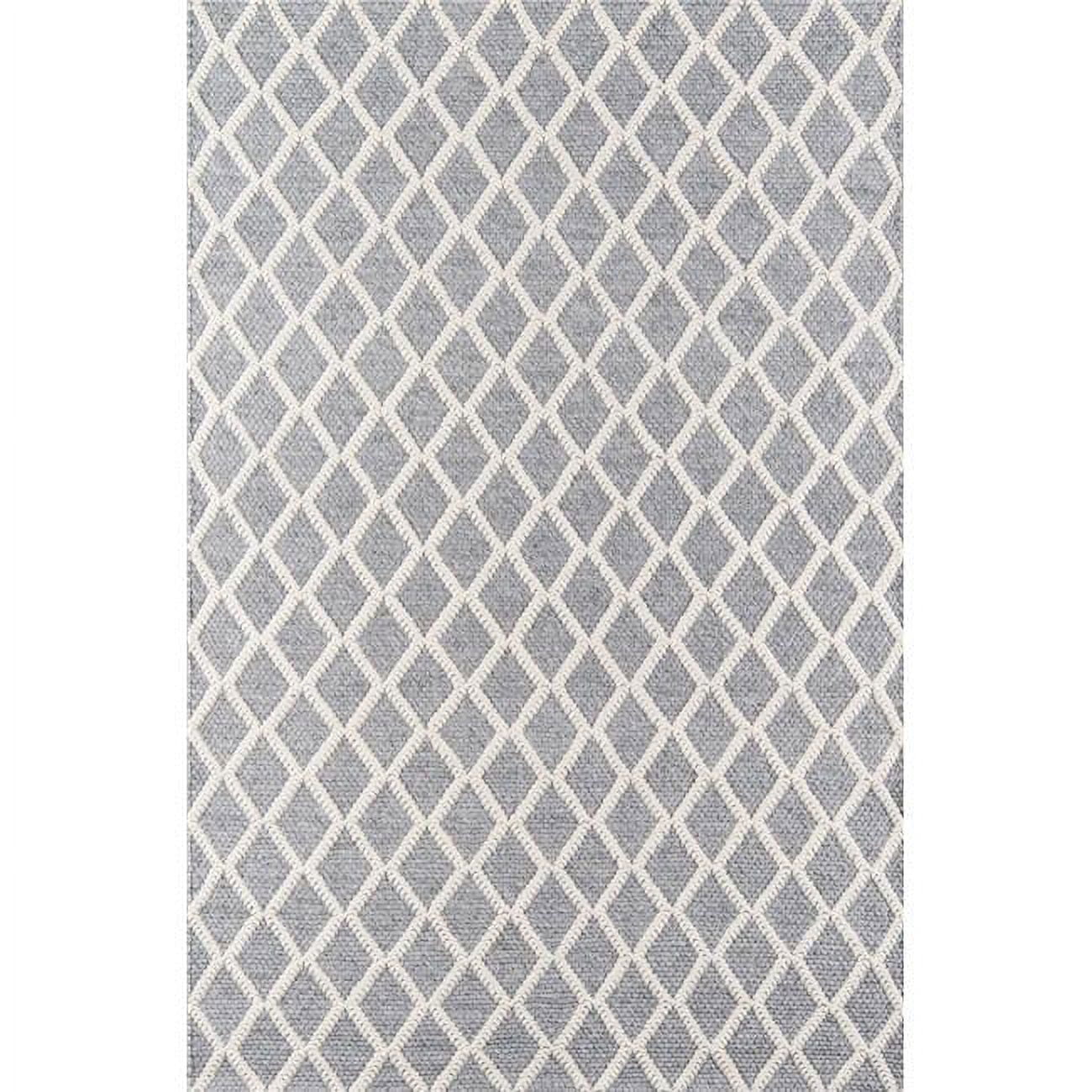 Gray and White Hand-Tufted Wool and Viscose Area Rug, 3' x 5'