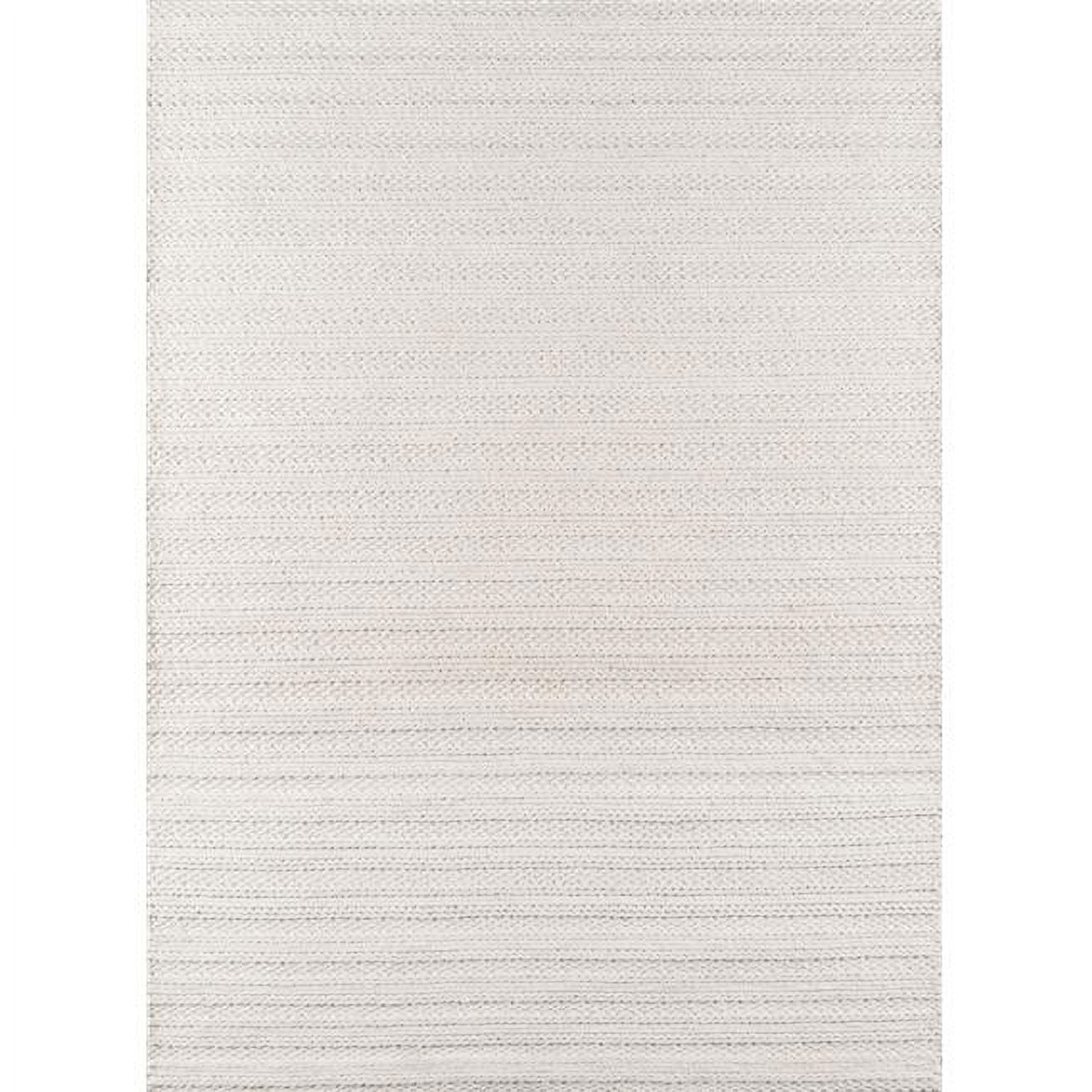 Ivory Hand-Woven Wool Rectangular Area Rug 8'9" x 11'9"
