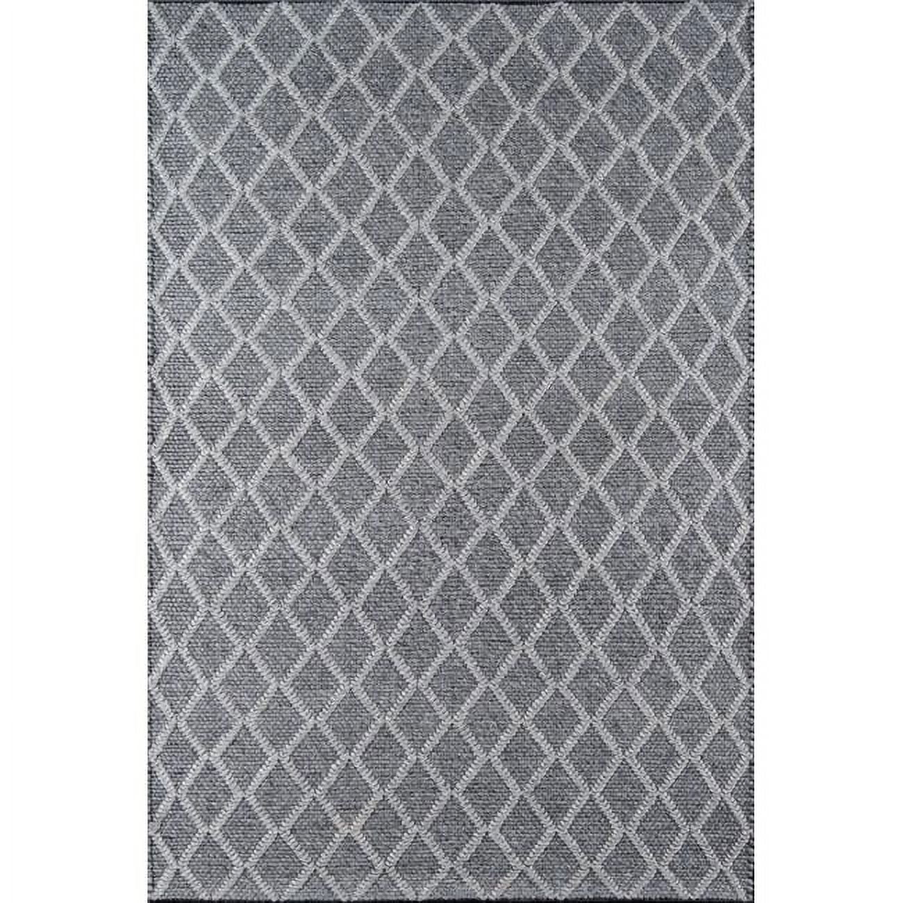 Charcoal Geometric Hand-Tufted 5' x 7' Wool Area Rug