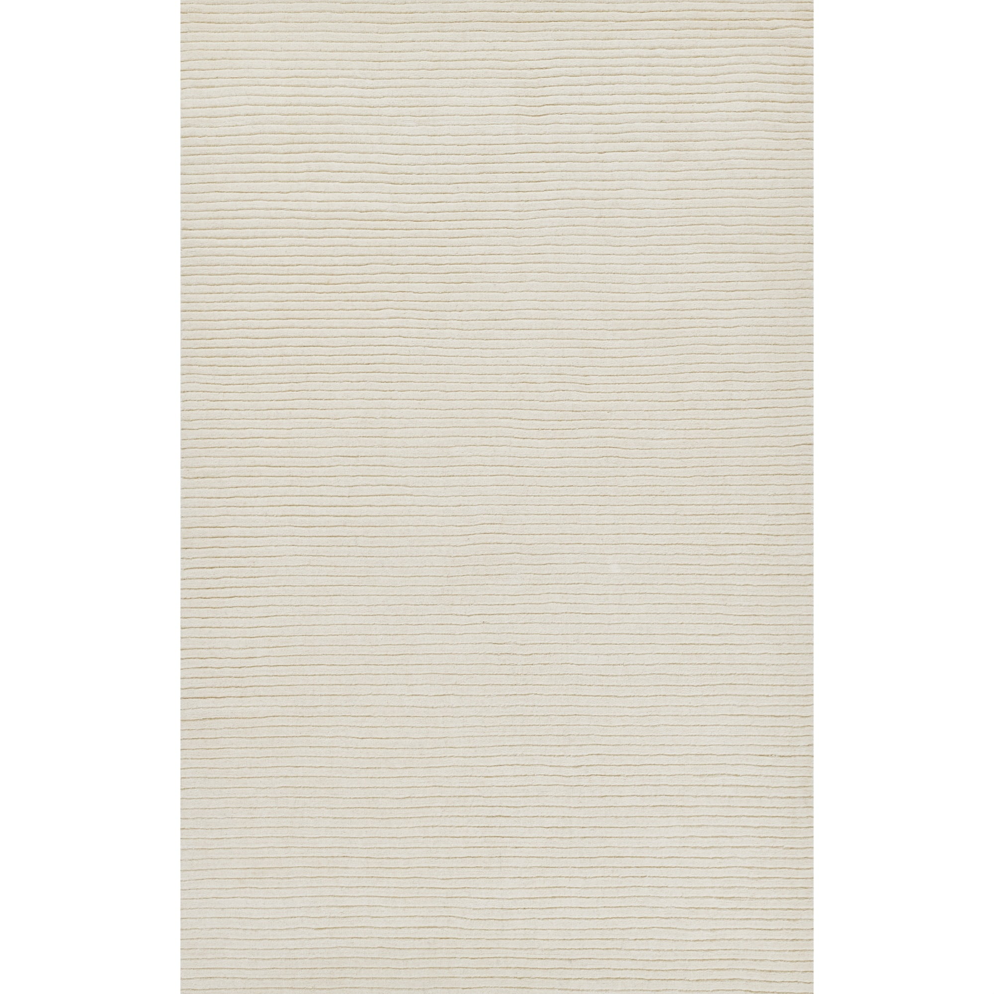 Handmade White Wool Rectangular Area Rug with Cotton Backing