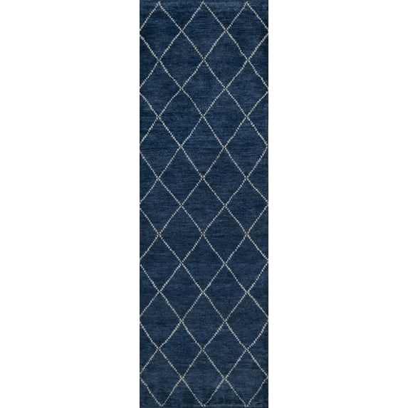 Momeni Atlas Wool Hand Knotted Navy Area Rug 2'3" X 8'