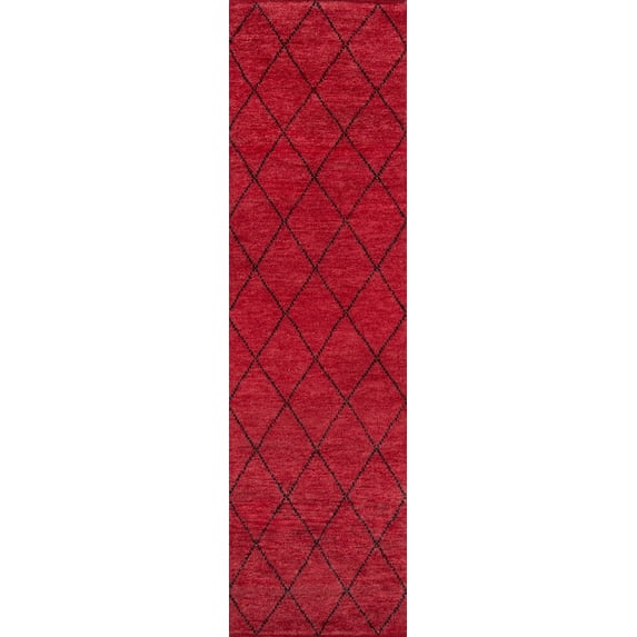 Momeni Atlas Wool Hand Knotted Red Area Rug 2'3" X 8'