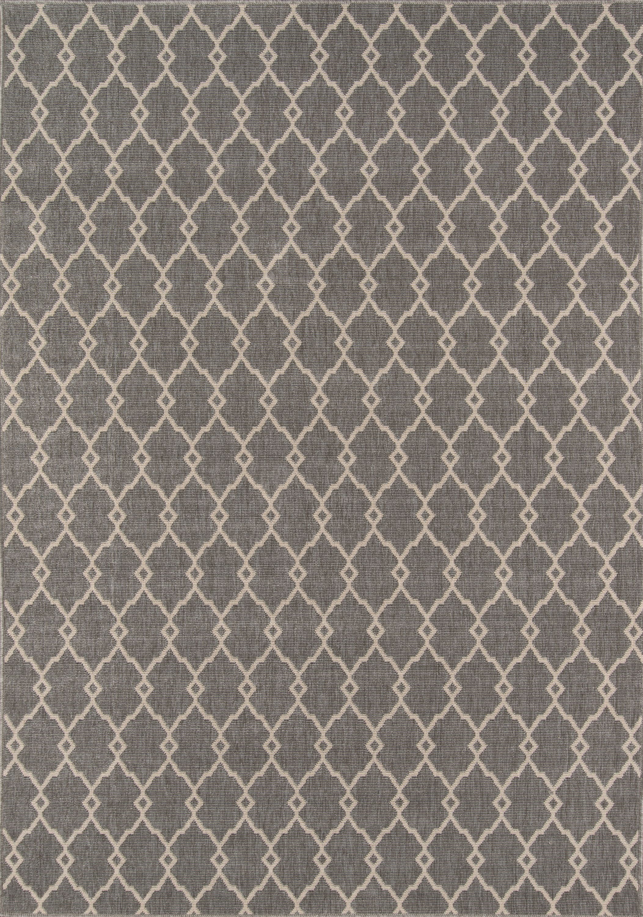 Elegant Gray Trellis Synthetic Rectangular Rug 1'8" X 3'7"