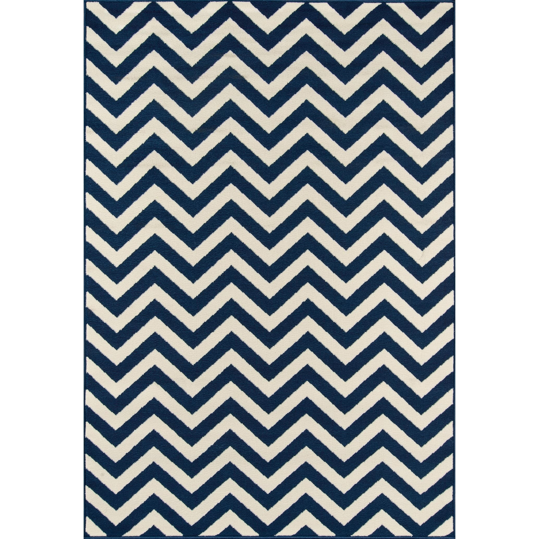 Navy Bliss 5' x 7' Reversible Flat-Woven Outdoor Rug