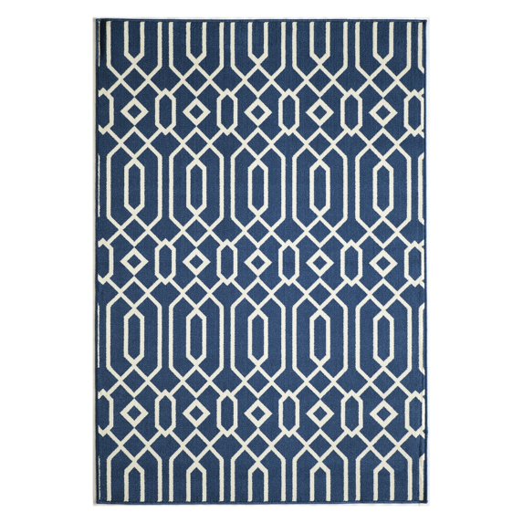 Momeni Rugs , Baja Collection Contemporary Indoor & Outdoor Area Rug, Easy to Clean, UV protected & Fade Resistant, 3'11" x 5'7", Navy Blue