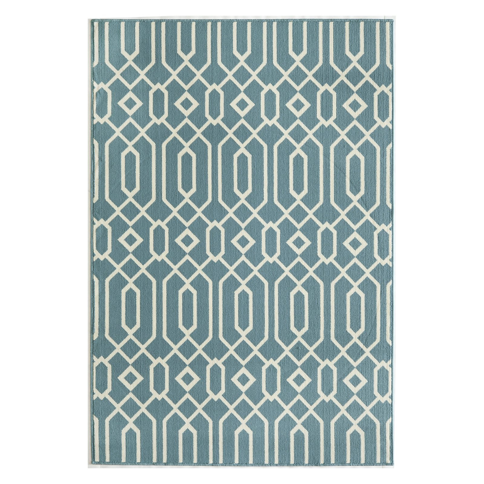 Luxe Nautical Geometric 5'3" x 7'6" Blue Synthetic Area Rug