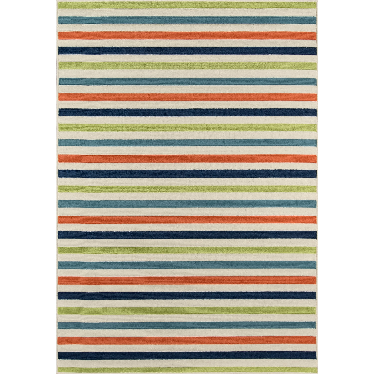 Multicolor Striped Synthetic Indoor Outdoor Rug 7'10" x 10'10"
