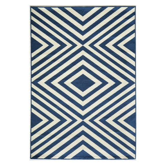 Momeni Baja Indoor/Outdoor Aztec and Geometric Modern Contemporary Area Rugs, Blue,8'6" X 13'