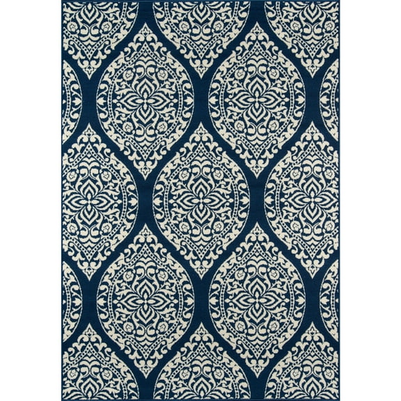 Momeni Baja Arabesque Indoor Outdoor Rug Navy 1'8" x 3'7" 2' x 3' Accent, Outdoor, Indoor Rectangle