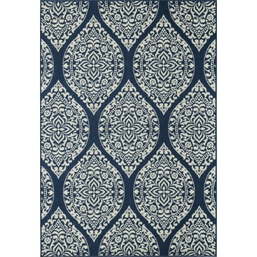 Momeni  Baja Arabesque Indoor Outdoor Rug Navy 3'11" x 5'7" 4' x 6' Accent, Outdoor, Indoor Rectangle