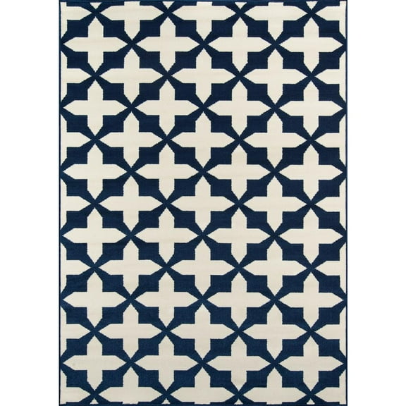 Momeni Contemporary Runner Area Rug, Navy, 2'3" X 7'6" Runner