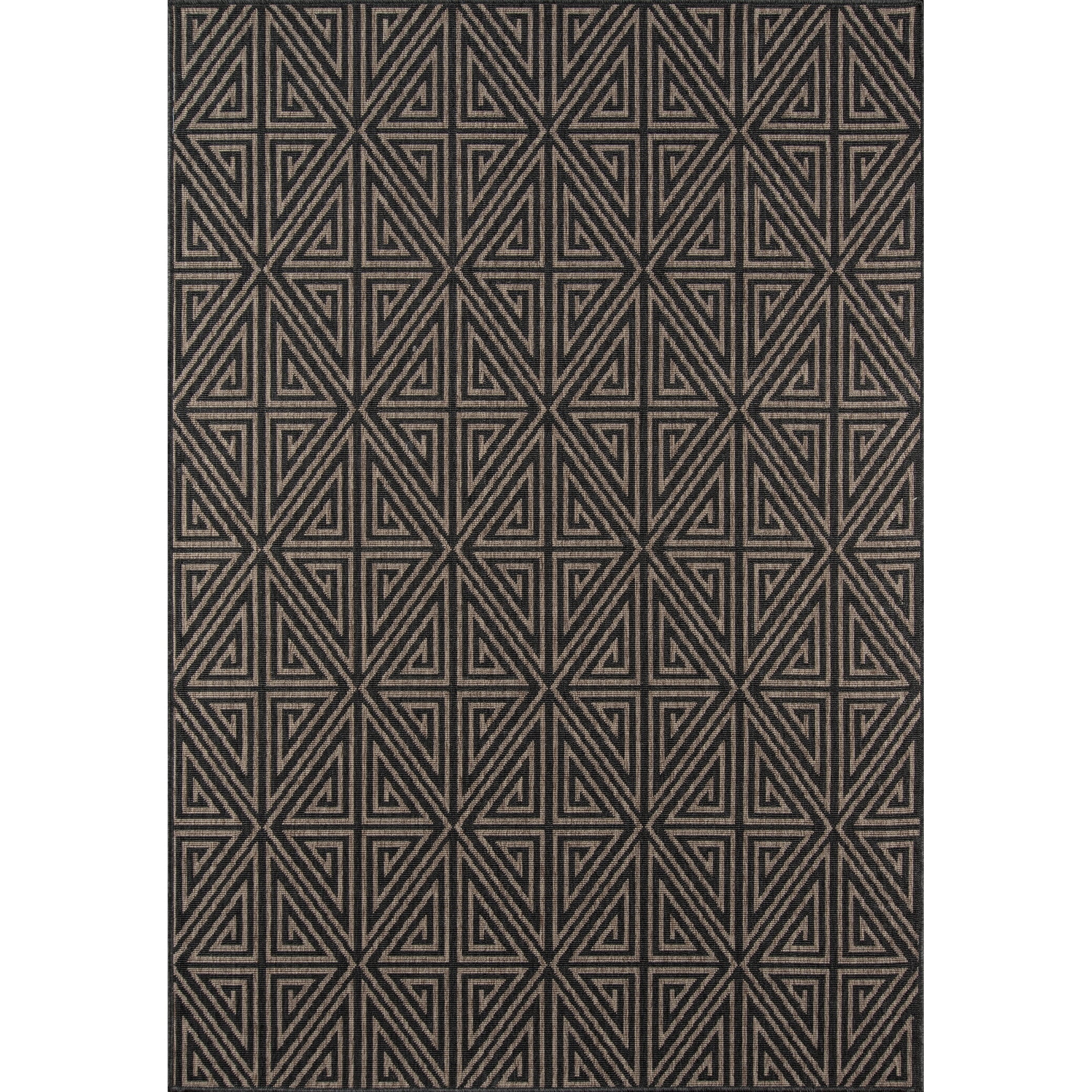 Charcoal Geometric Flat Woven Outdoor Rug 5'3" x 7'6"
