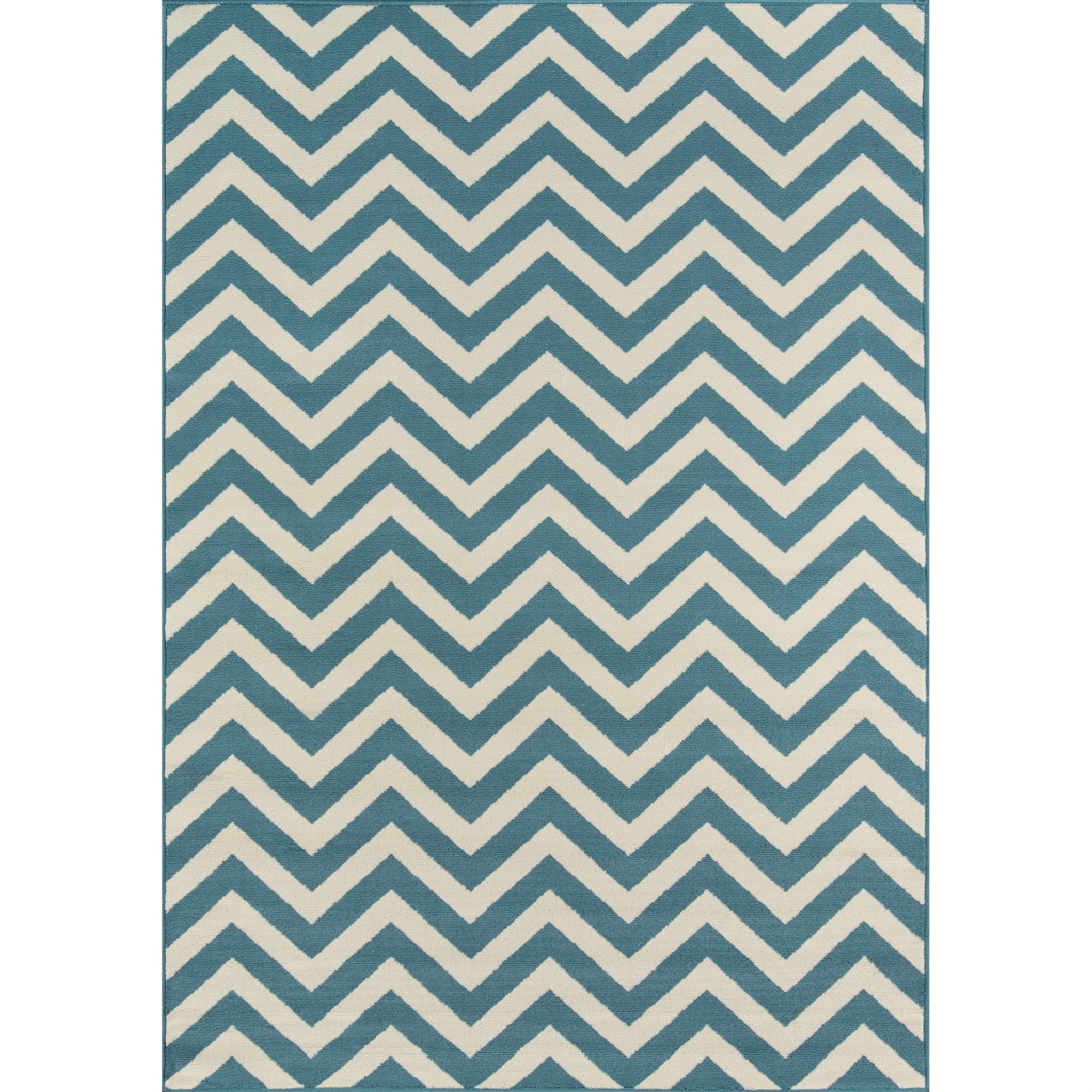 Blue Chevron Synthetic Flat Woven Area Rug 7'10" x 10'10"