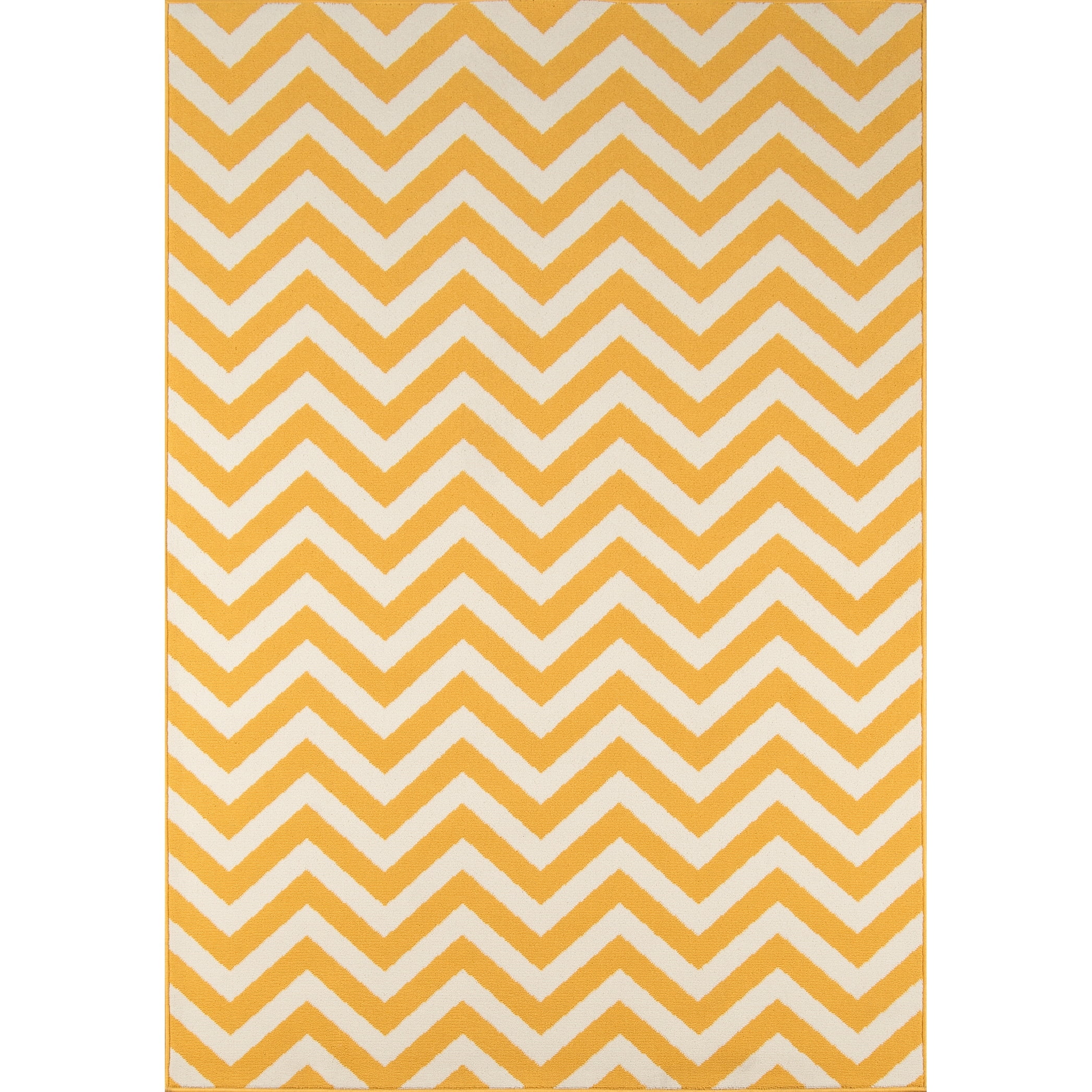 Sunny Chevron 5'3" x 7'6" Yellow Synthetic Easy-Care Area Rug