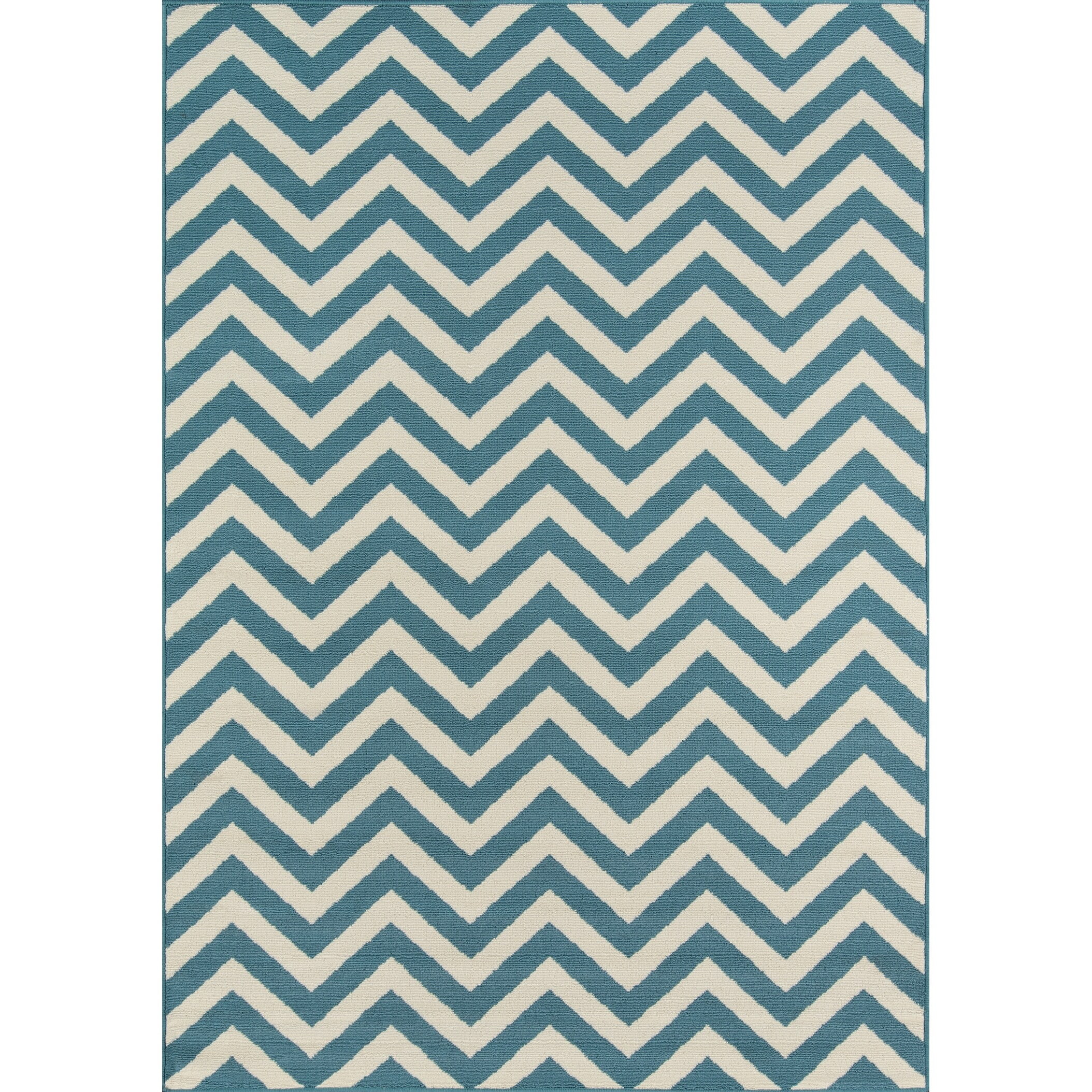 Baja Blue Chevron 5'3" x 7'6" Synthetic Easy-Care Area Rug
