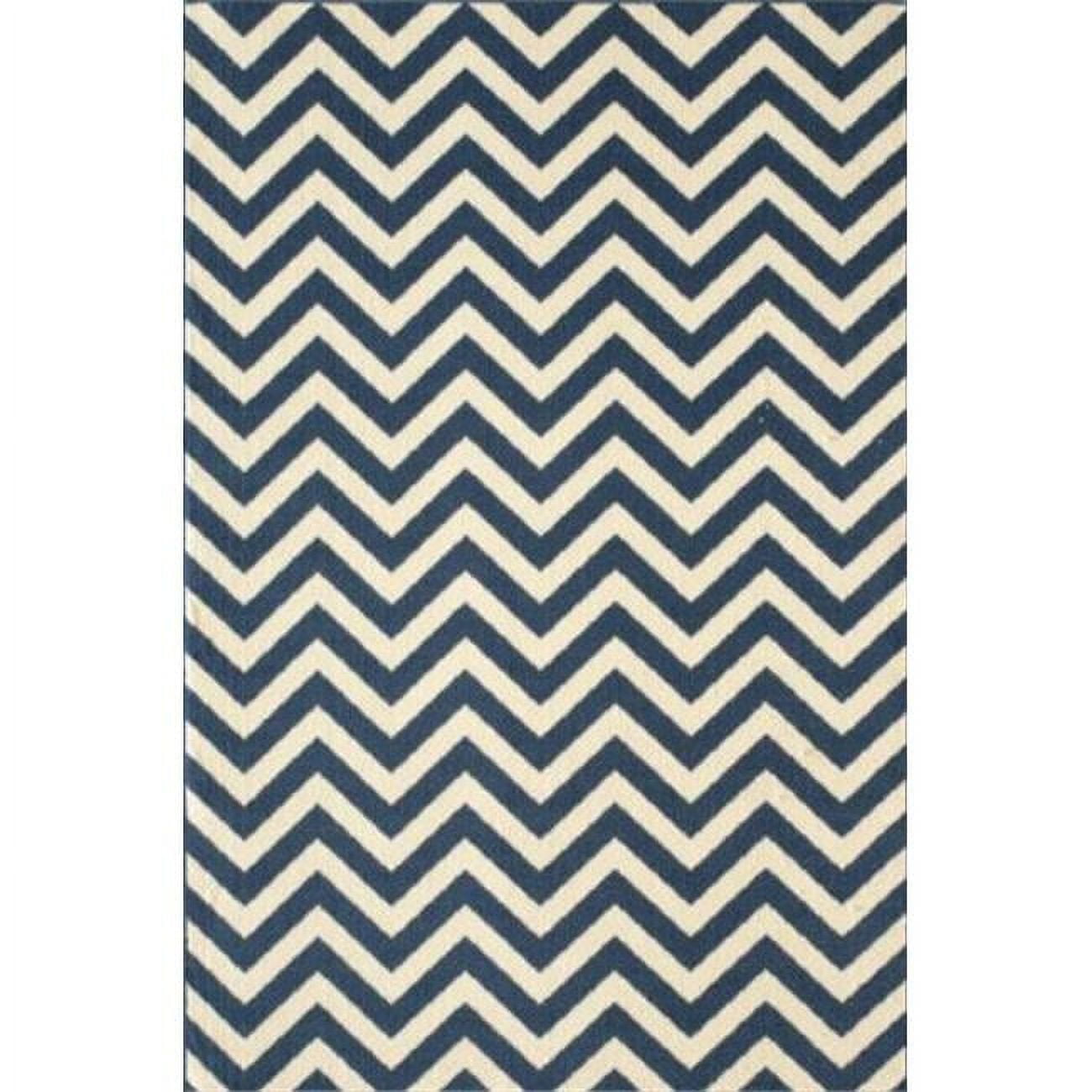 Nautical Luxe Blue Outdoor Chevron Runner Rug 27" x 6"