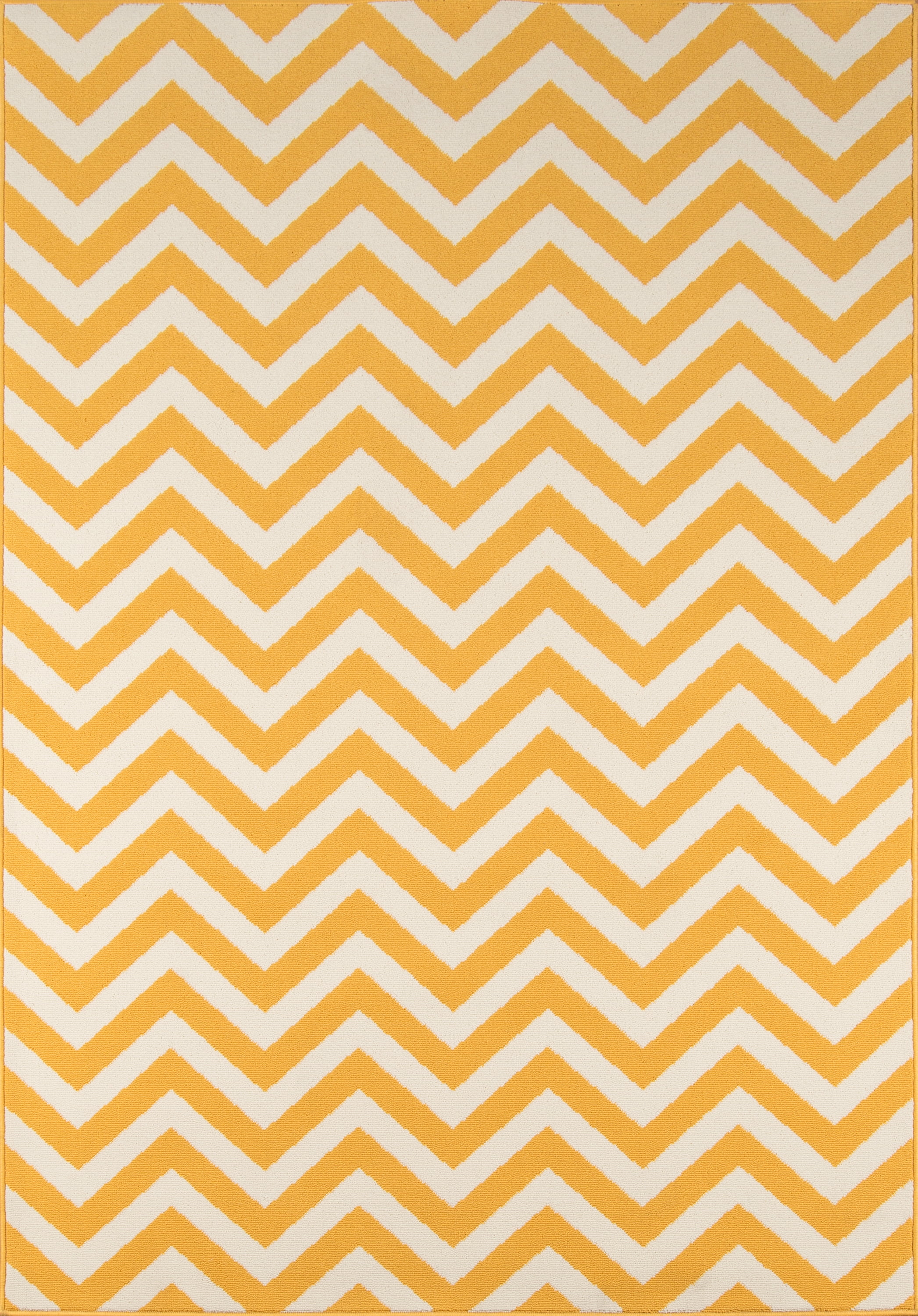 Sunny Chevron 5'3" x 7'6" Yellow Synthetic Easy-Care Area Rug