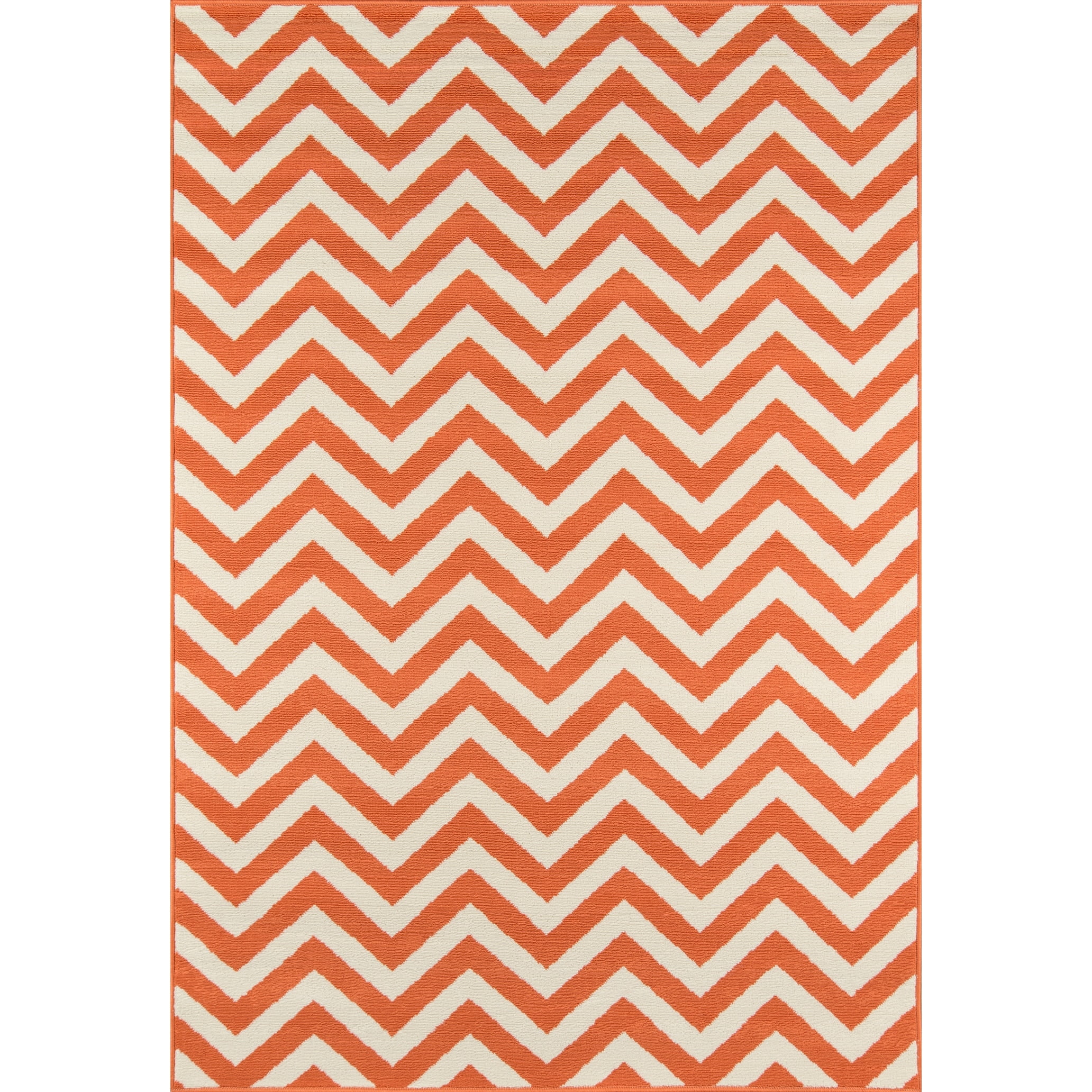 Rectangular Orange Synthetic Easy Care Indoor/Outdoor Rug