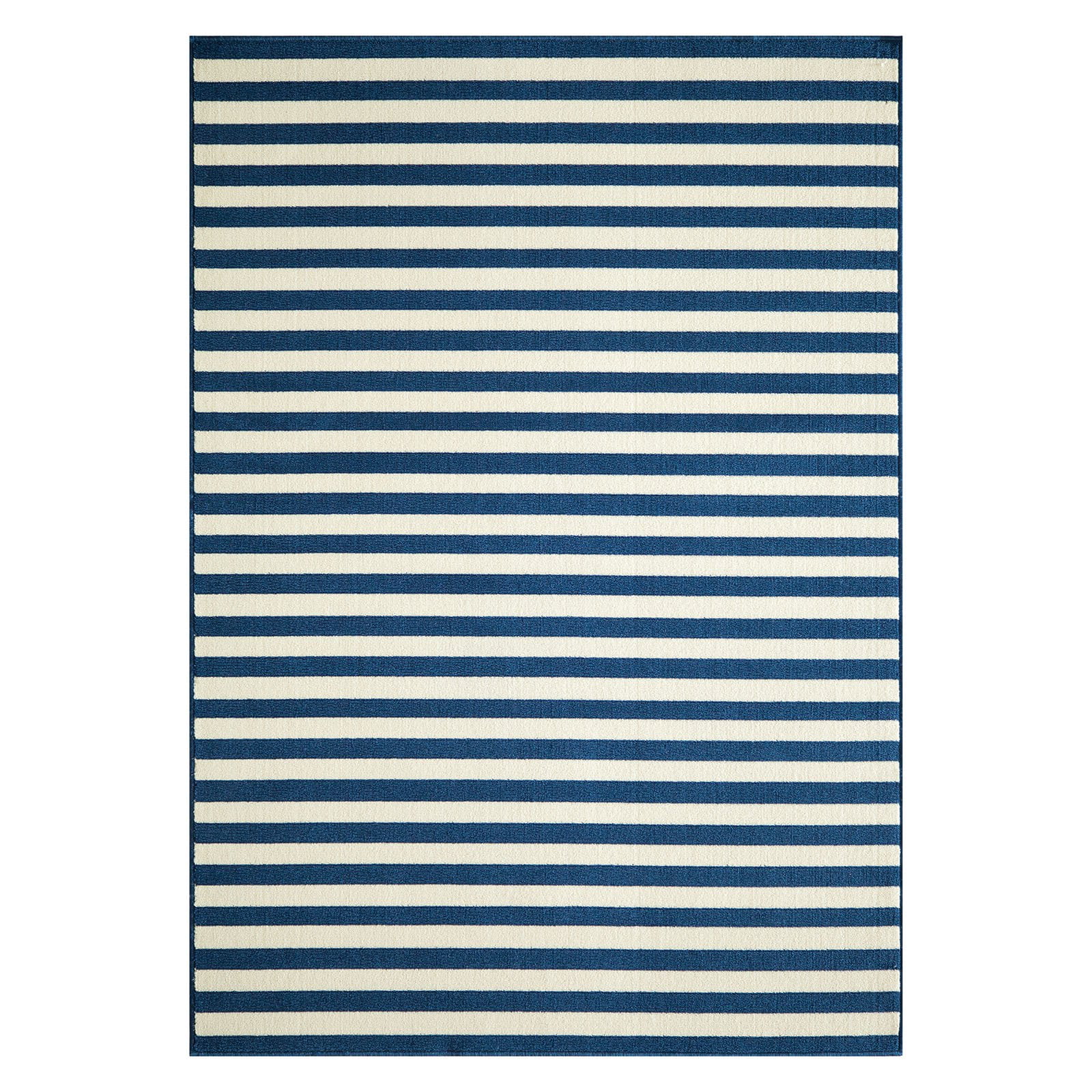 Momeni Baja Stripe Indoor Outdoor Rug Navy 3'11" x 5'7" 4' x 6' Outdoor