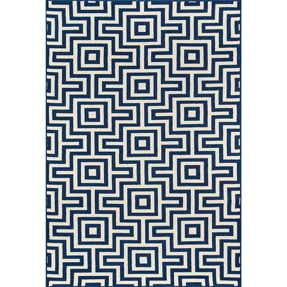 Momeni Rugs BAJA0BAJ10NVY7AAA, Baja Collection Contemporary Indoor & Outdoor Area Rug, Easy to Clean, UV protected & Fade Resistant, 7'10" x 10'10", Navy