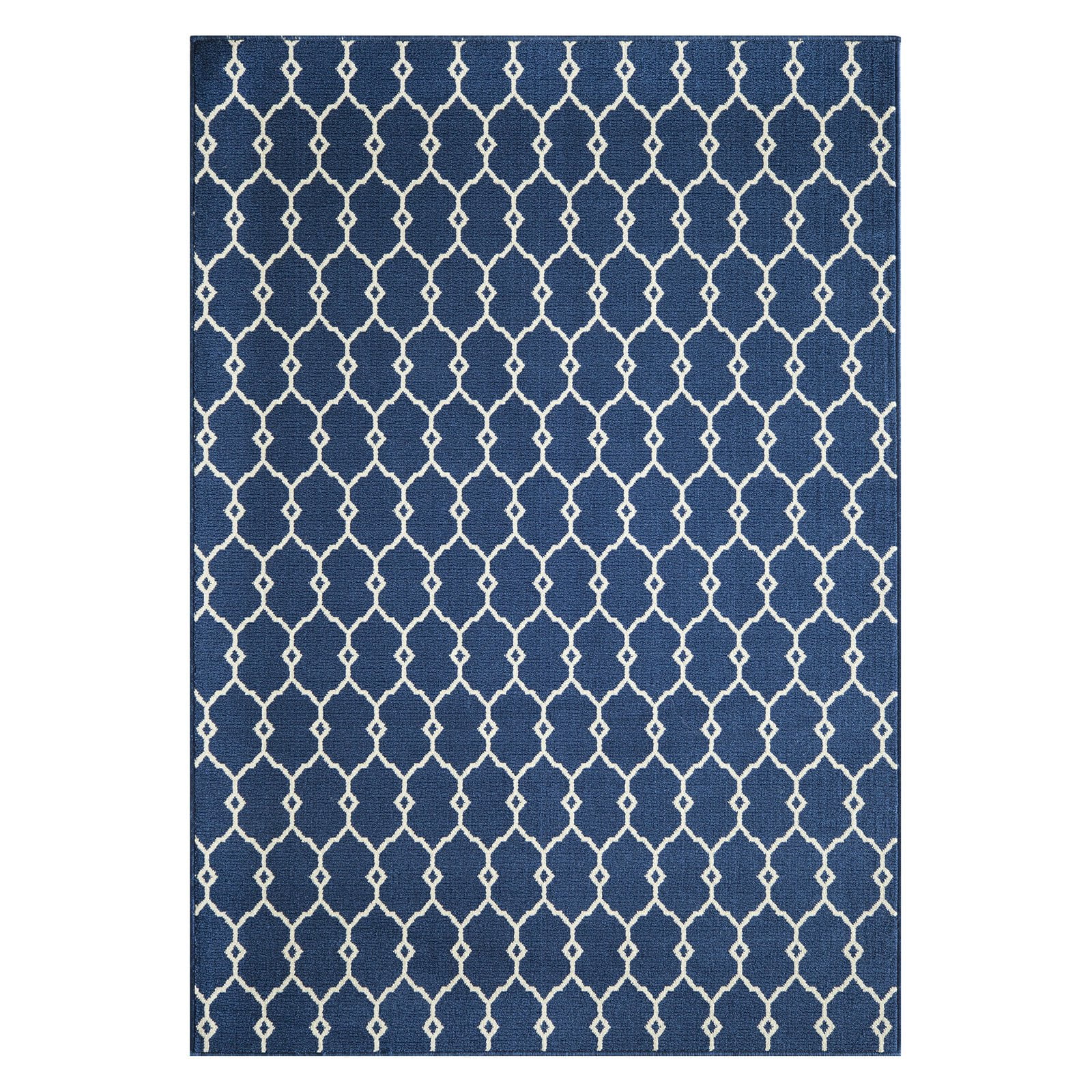 Navy Trellis Luxe All-Weather Indoor/Outdoor Rectangular Rug