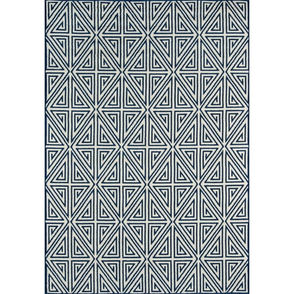 Momeni  Baja Diamonds Indoor Outdoor Rug Navy 1'8" x 3'7" 2' x 3' Accent, Outdoor, Indoor Entryway, Kitchen, Patio Ivory Rectangle