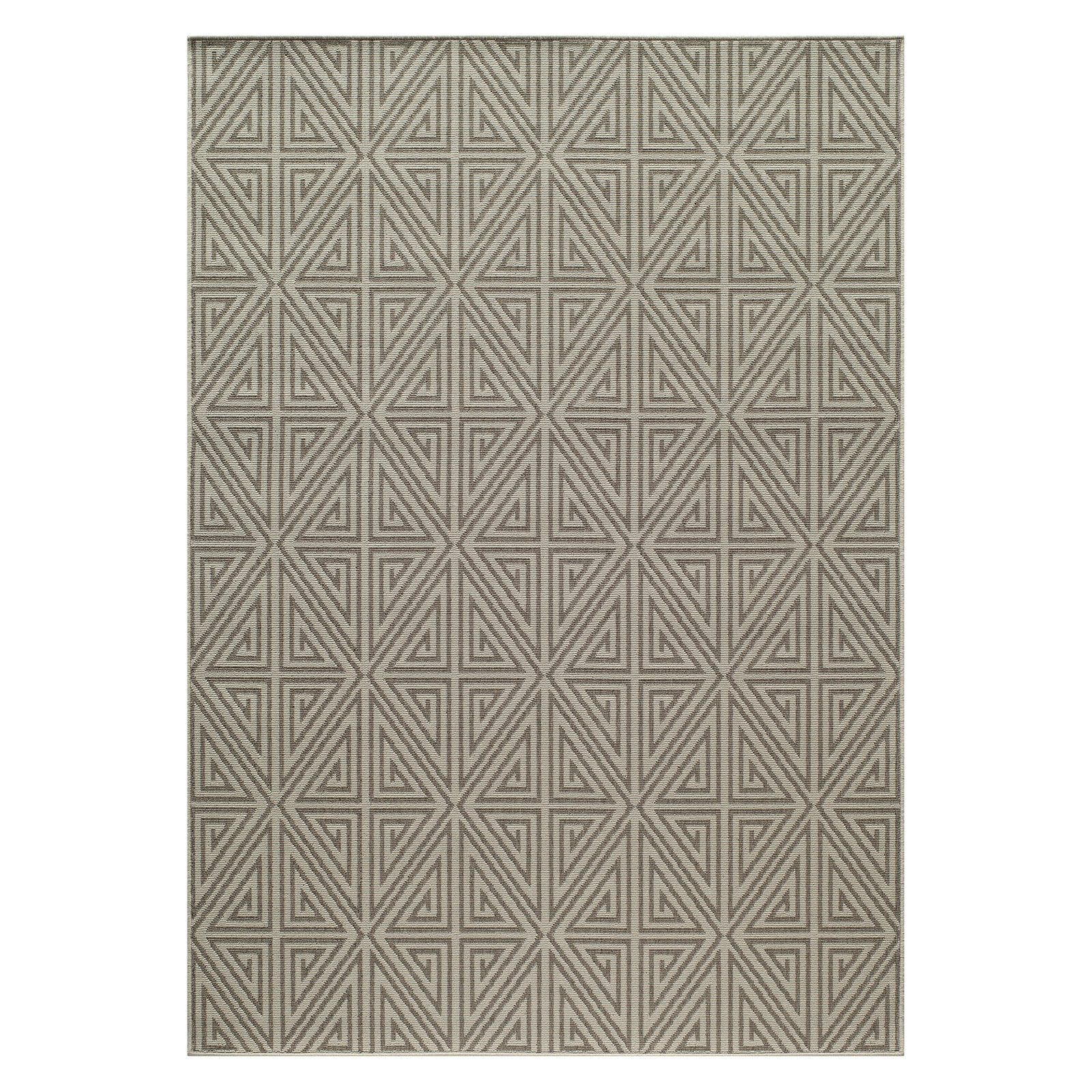 Taupe Geometric Easy-Care Rectangular Synthetic Rug 5'3" x 7'6"