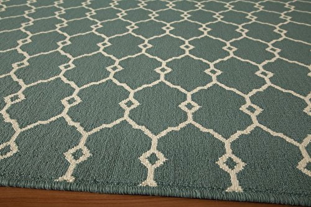 Blue Trellis 6'7" x 9'6" Rectangular Synthetic Easy-Care Rug