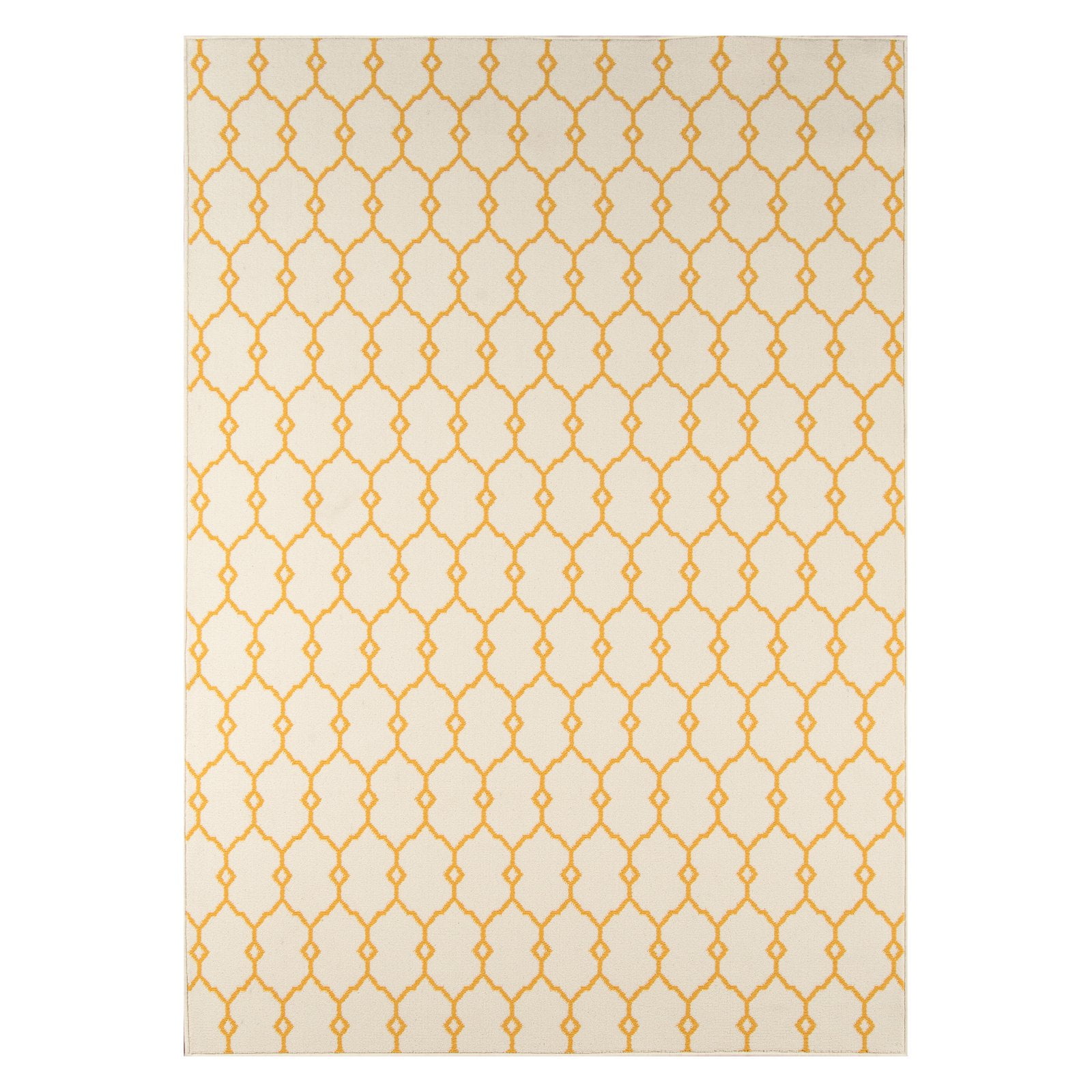 Yellow Trellis Rectangular Synthetic Easy Care Rug