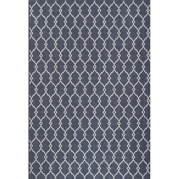 Momeni Baja Geometric Denim Indoor Outdoor Rug 6'7" X 9'6"