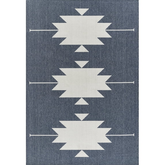 Momeni Baja Geometric Denim Indoor Outdoor Rug 7'10" X 10'10"