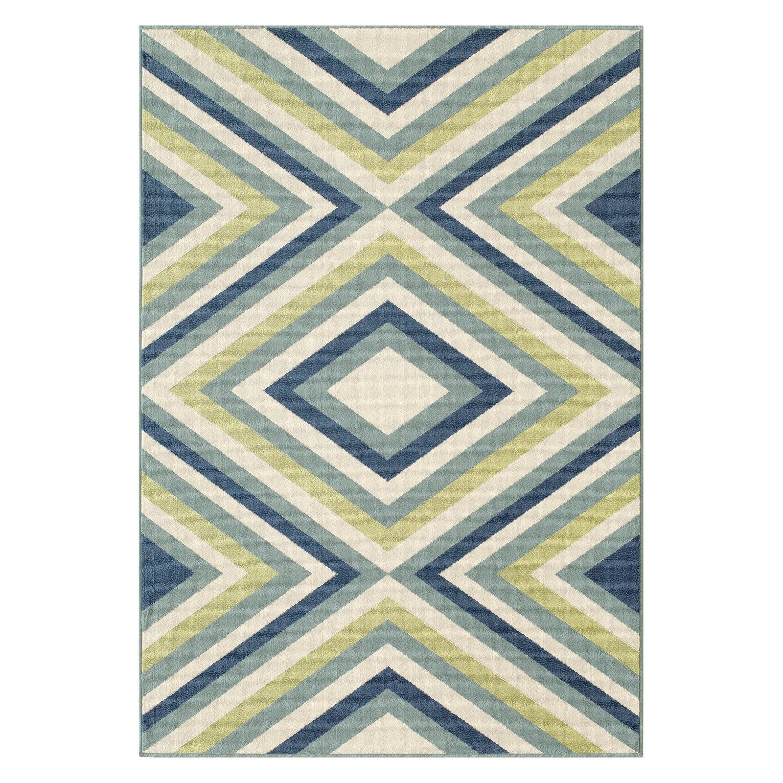 Geometric Diamond Multi-Color Synthetic Indoor/Outdoor Rug, 8'6" x 13'