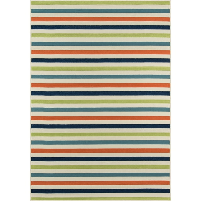 Momeni Baja Indoor/Outdoor Striped Modern Contemporary Area Rugs, Blue ...