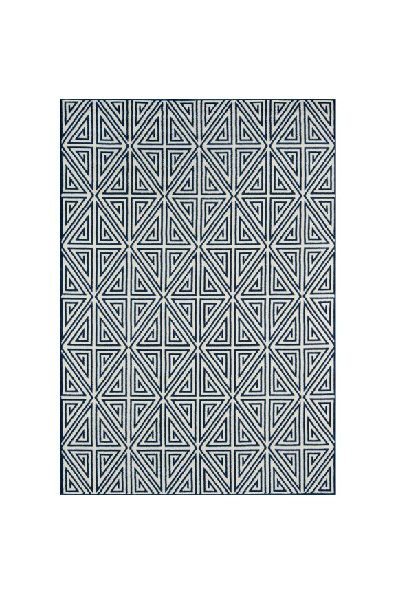 Baja Diamonds Indoor Outdoor Rug Navy 3'11" x 5'7" 4' x 6' Outdoor, Indoor Entryway, Patio Ivory Rectangle